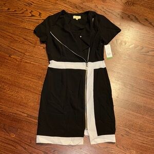 Harve Benard Black and White Zipper Mini Dress